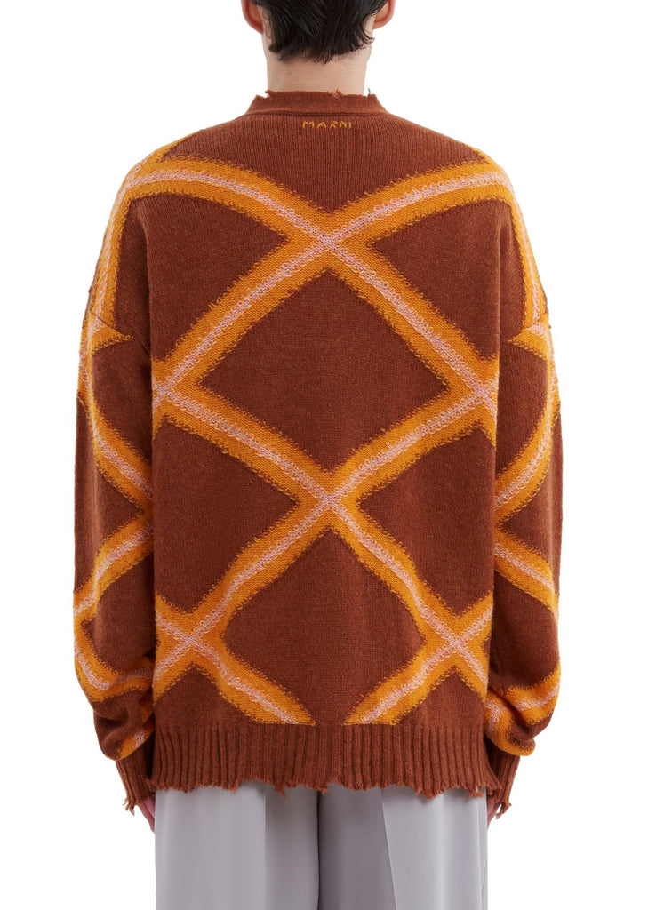 Marni Knitted Cardigan With Diamond Pattern