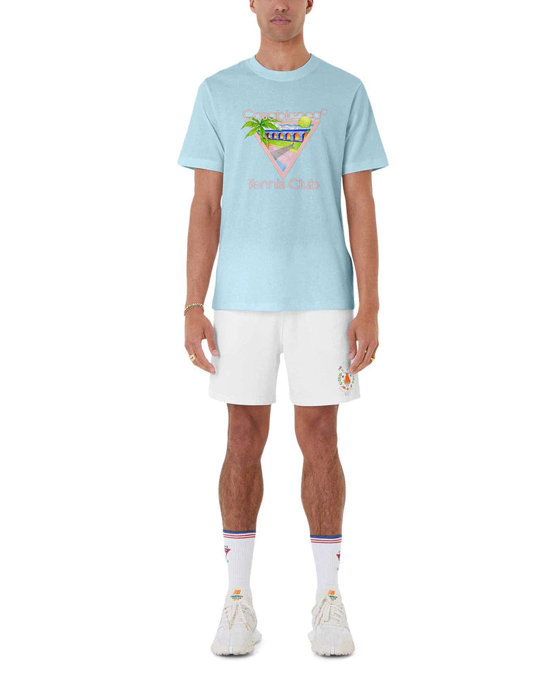 Casablanca Tennis Club Icon Screen Printed T-shirt Pale Blue