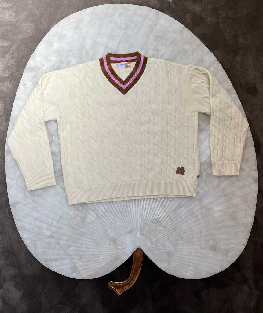 Le Fleur* Wimbledon Sweater Cream