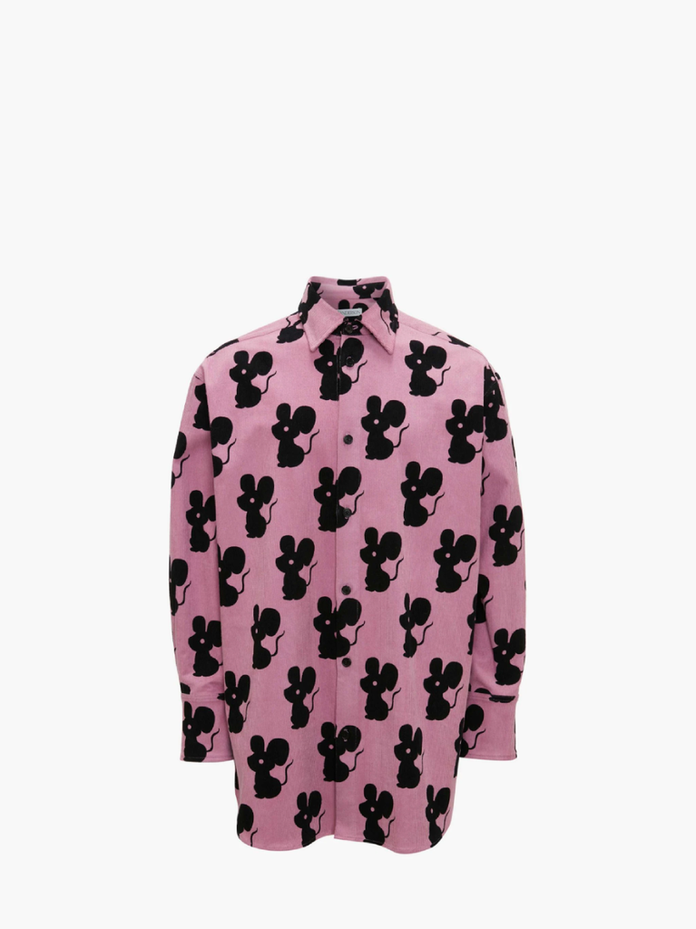 JW ANDERSON All Over Mouse Oversized Corduroy Shirt