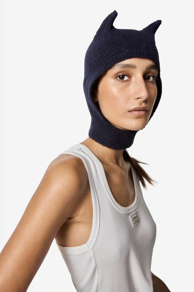 Coperni Knitted Horn Beanie Blue Uni