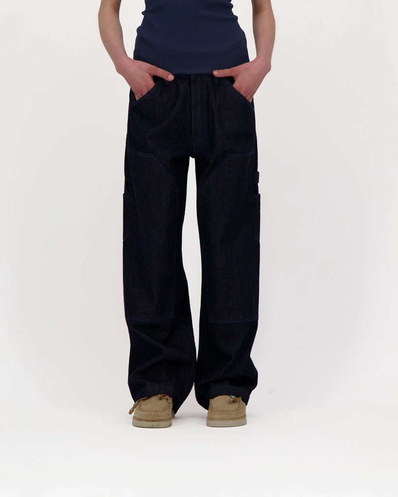 Caleb Paris Carpenter Trousers In Raw Denim