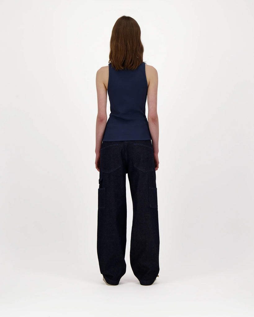 Caleb Paris Carpenter Trousers In Raw Denim