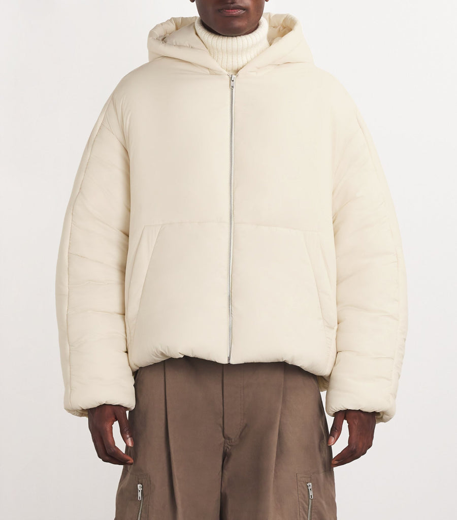 Mordecai Padded Hooded Nylon Jacket Ivory