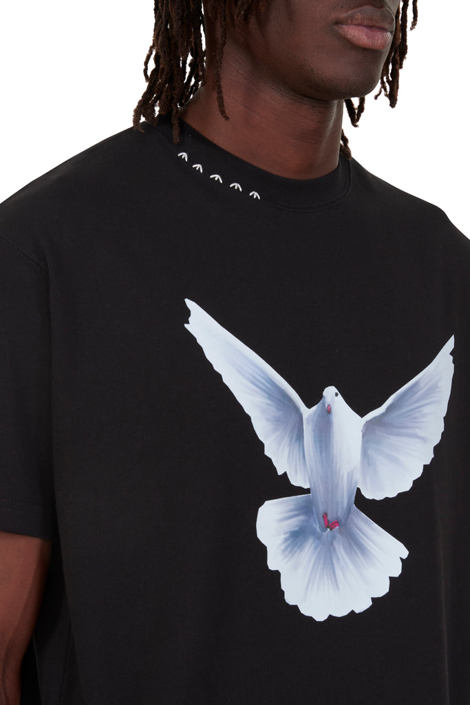 3.Paradis Black T-shirt Printed Flying Dove