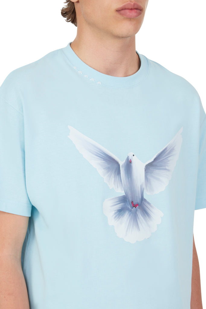 3.Paradis Light Blue T-Shirt Printed Flying Dove
