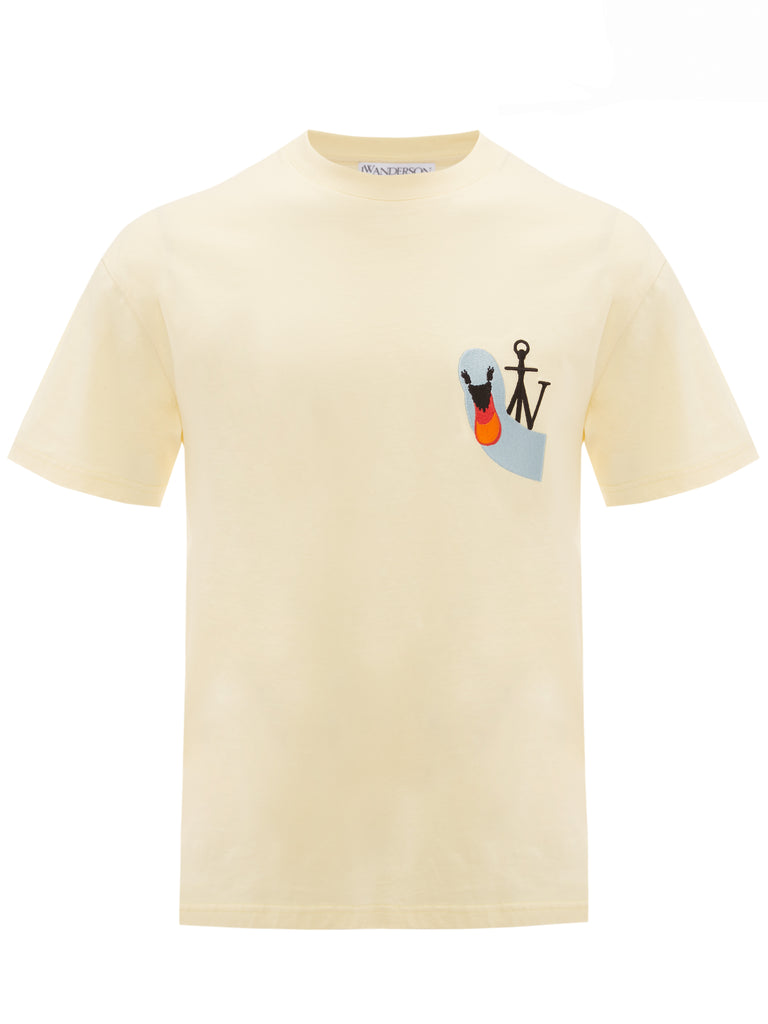 JW Anderson Swan Embroidered Logo Tshirt Yellow