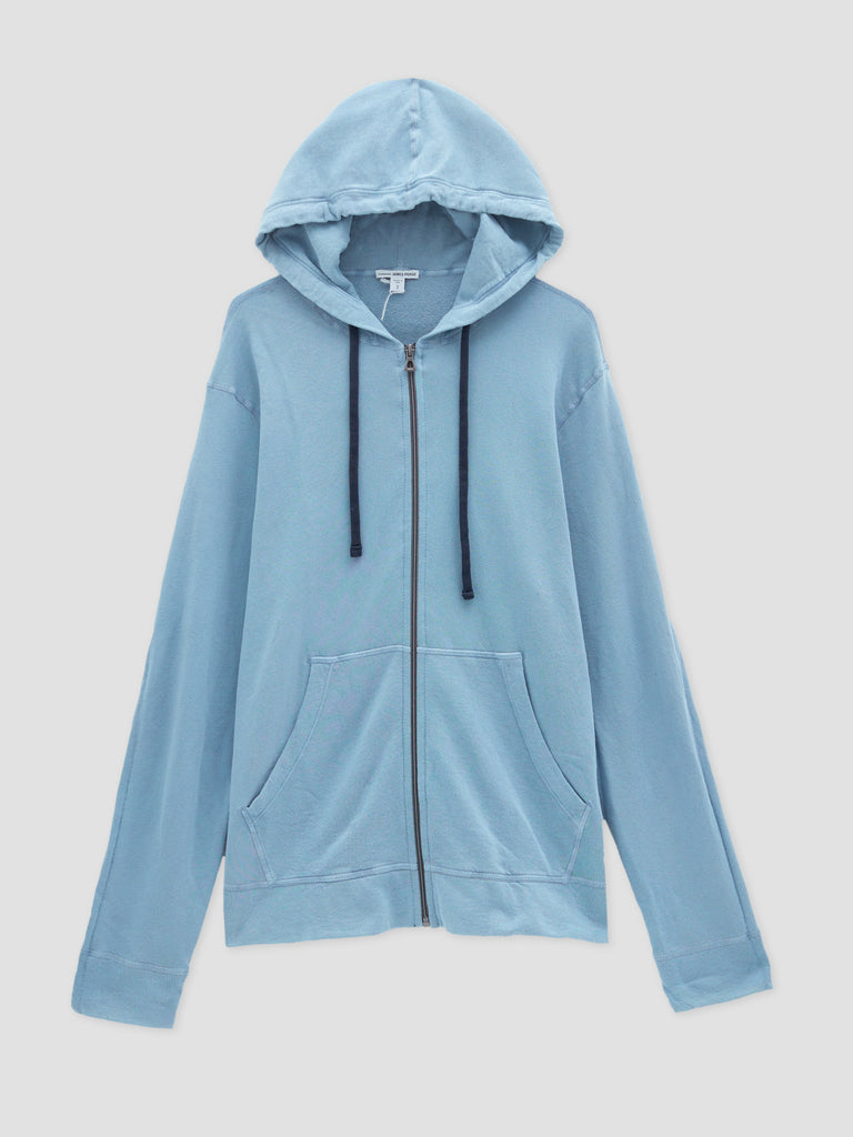 James Perse Vintage French Terry Zip Up Hoodie Light Blue