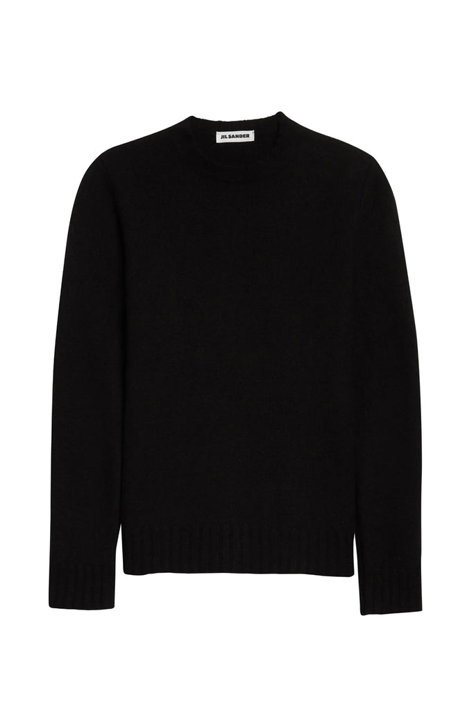 Jil Sander Boiled Wool Crewneck Sweater Black