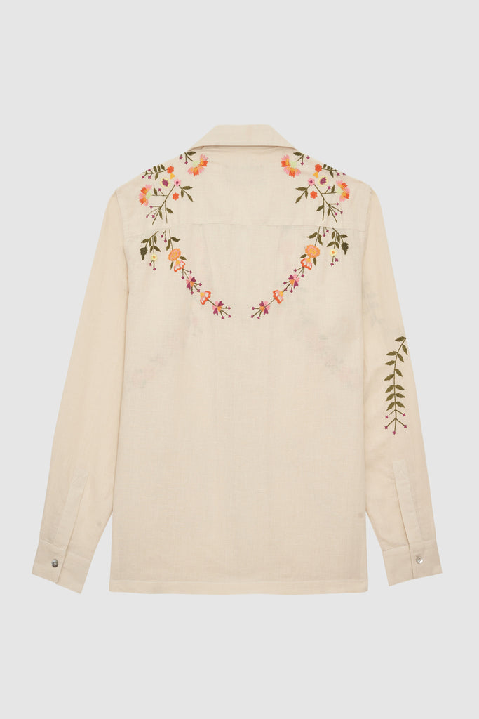 Baziszt Dancing Queen Flower Embroidered Long Sleeve Shirt
