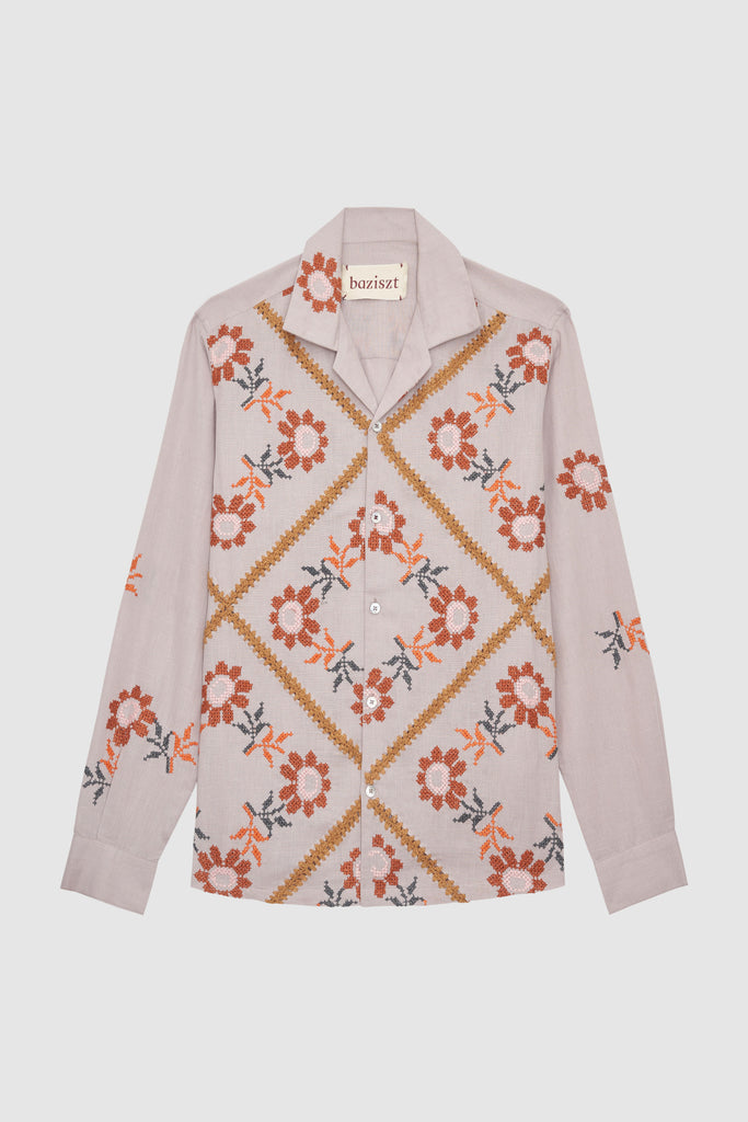 Baziszt Grid Embroidered Long Sleeve Shirt