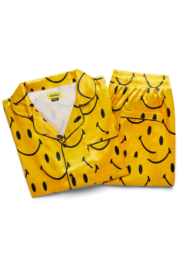 M@rket Smiley Basketball Pajama Set Yellow