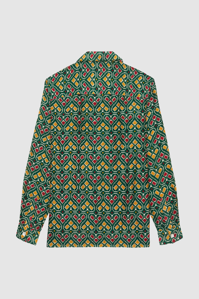 Baziszt Geometric-Print Long Sleeve Shirt Green