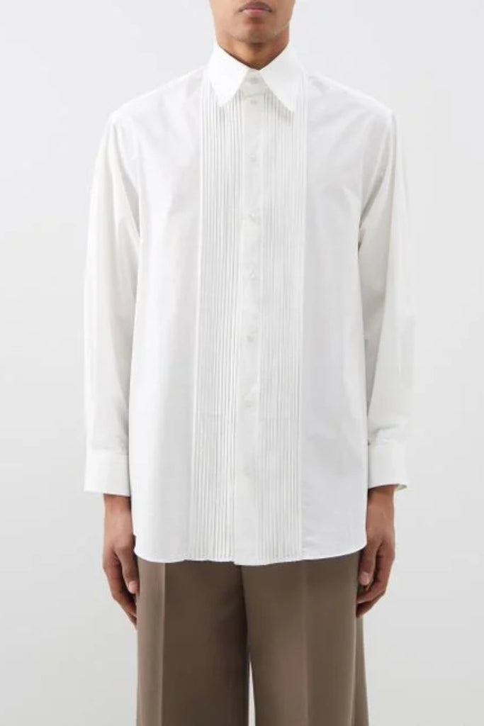 S.S. Daley Hall pleated-bib cotton-poplin shirt