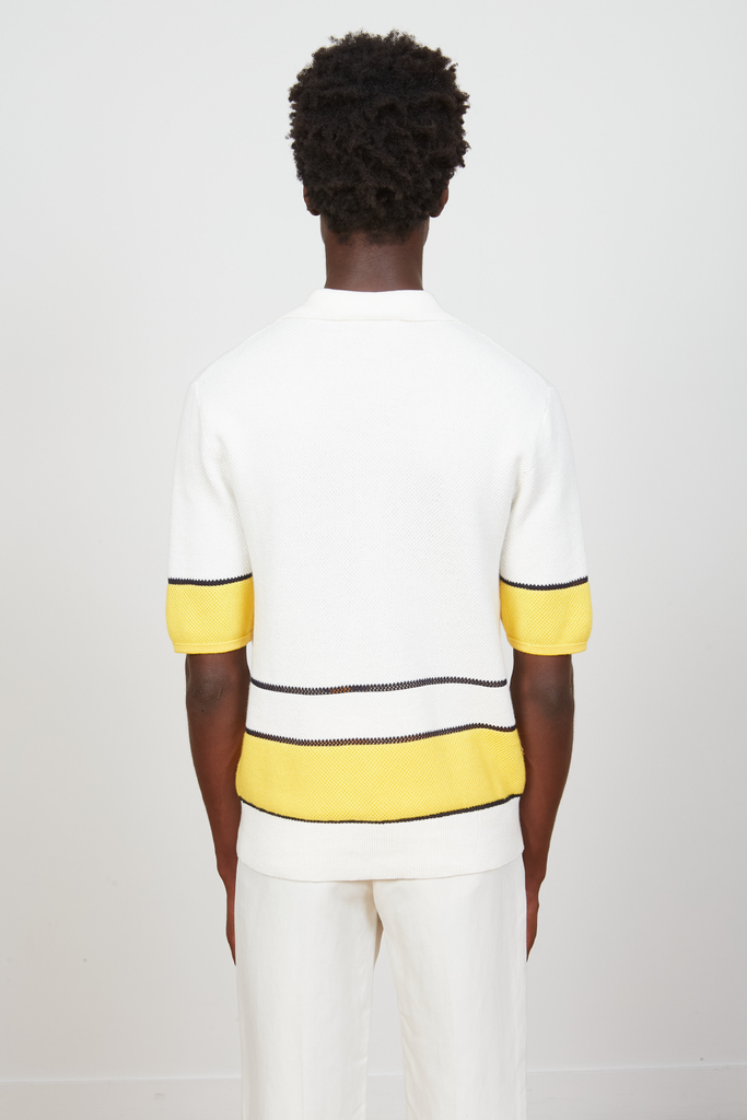 Paul & Joe Polo Shirt Cotton Knit White/Yellow