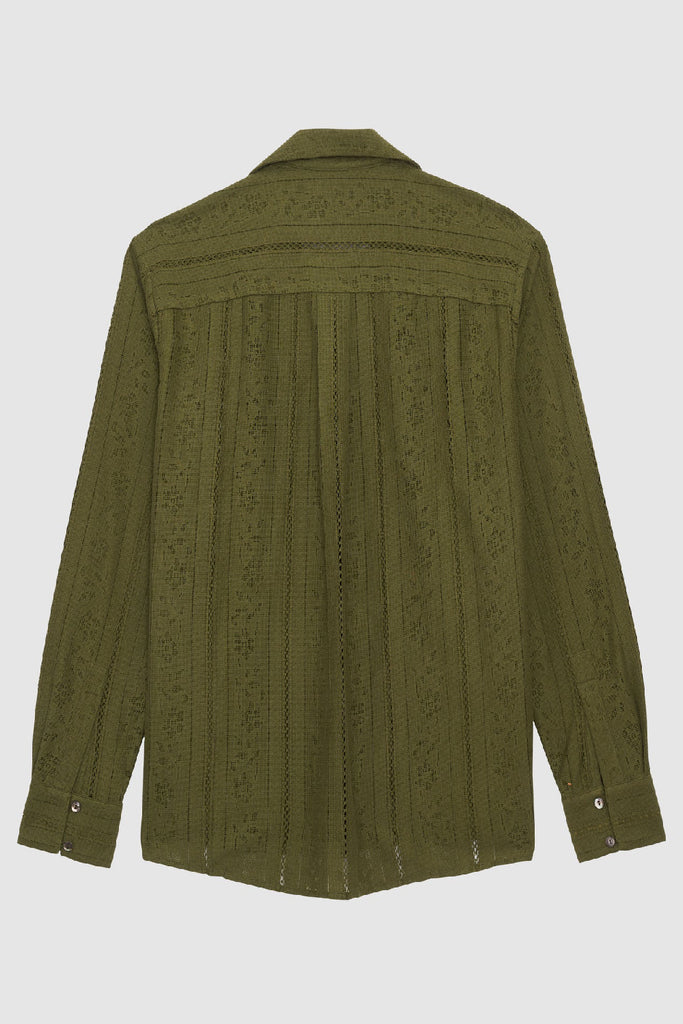 Baziszt Blessed Grass Lace Detailing Long Sleeve Shirt