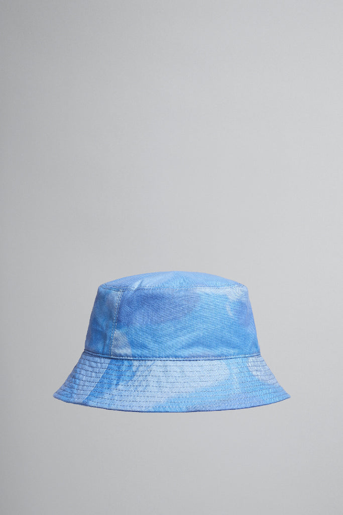 Marni Bucket Hat In Canvas With Light Blue Clouds Motif