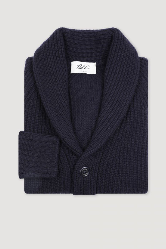 Valstar Knitwear Button Up Cardigan Sweater Cashmere Navy
