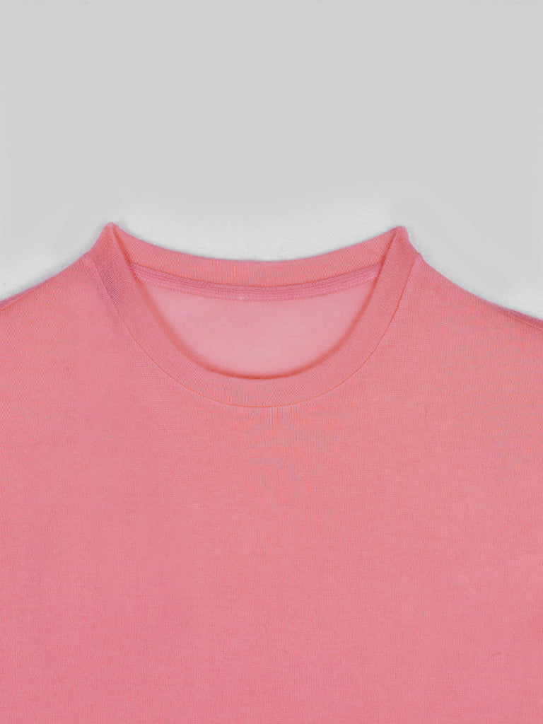 The Elder Statesman Tie Dyed Favorite Cashmere T-Shirt Neon Pink