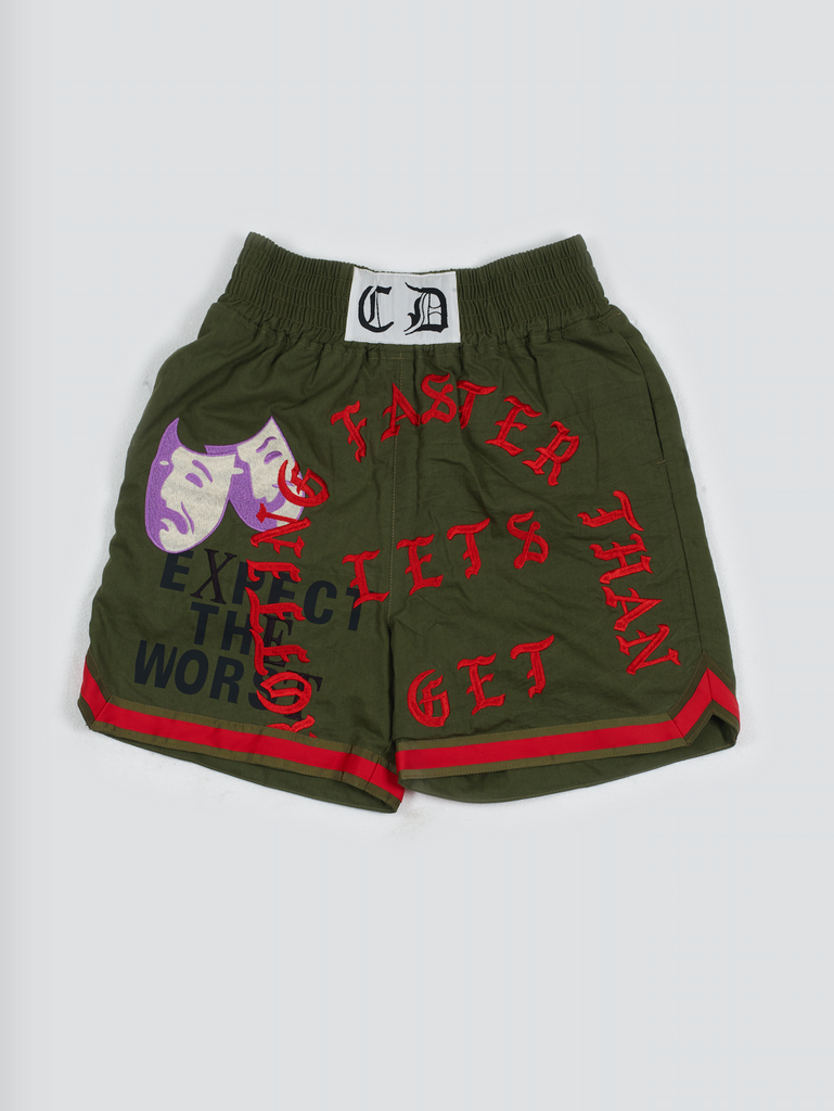 Readymade AW19 Embroidered Boxing Shorts Military Green